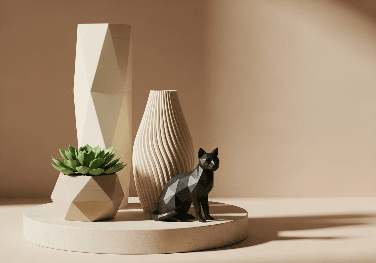 Handmade 3D printed home decor arrangement